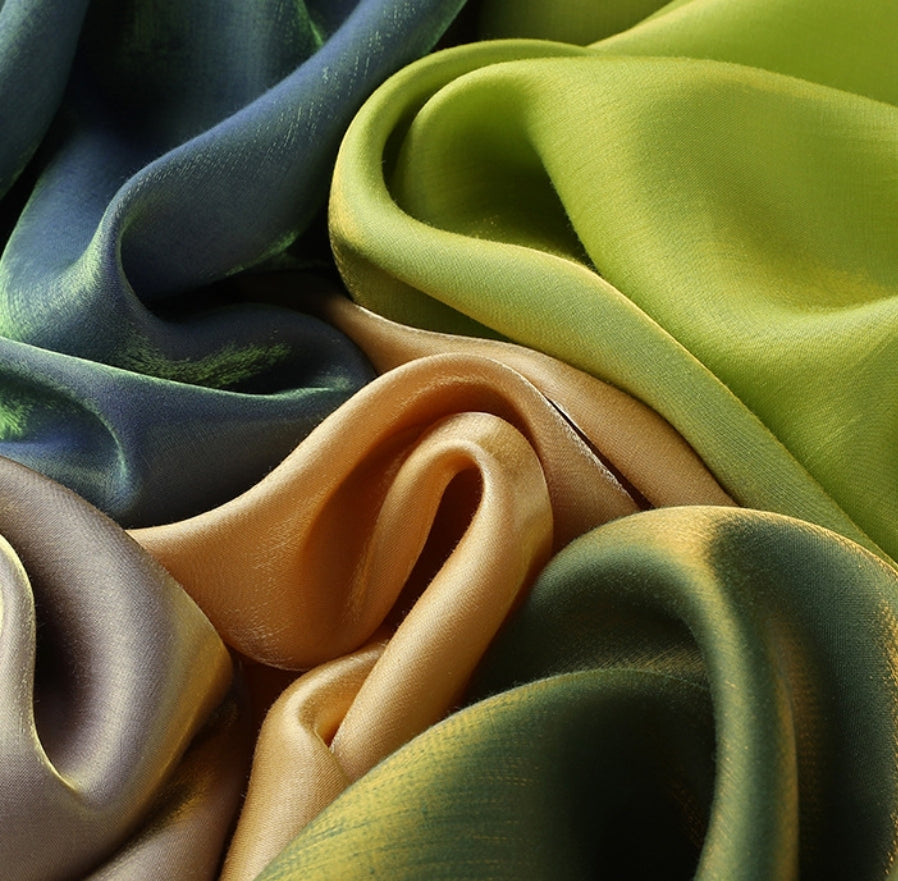 Colorful gilded satin